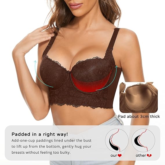 Lace Push Up Bras for Women Corset Top Bustier Padded Underwire Bras