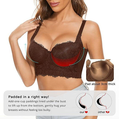Lace Push Up Bras for Women Corset Top Bustier Padded Underwire Bras