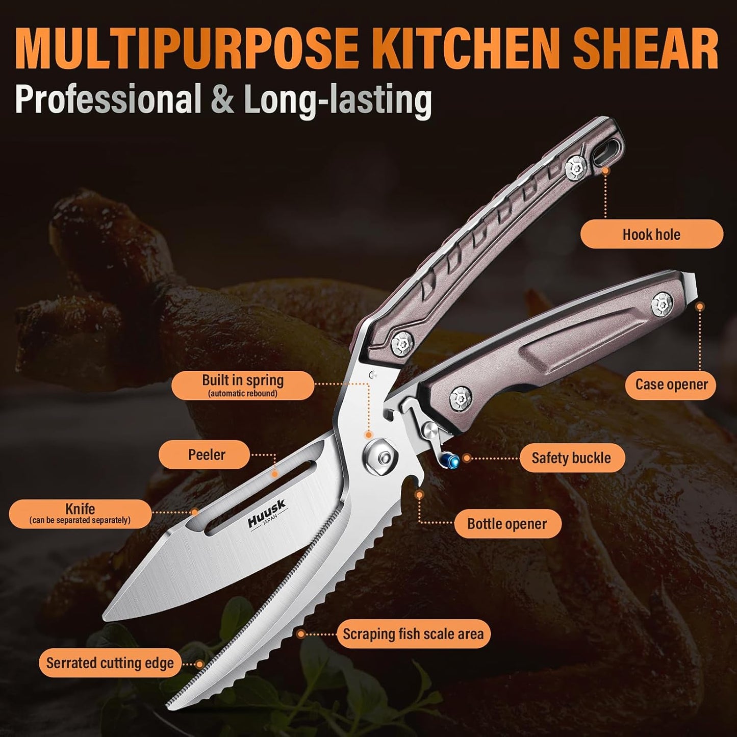 Heavy Duty Poultry Shears – Cut Through Chicken Bones & Turkey with Ease!