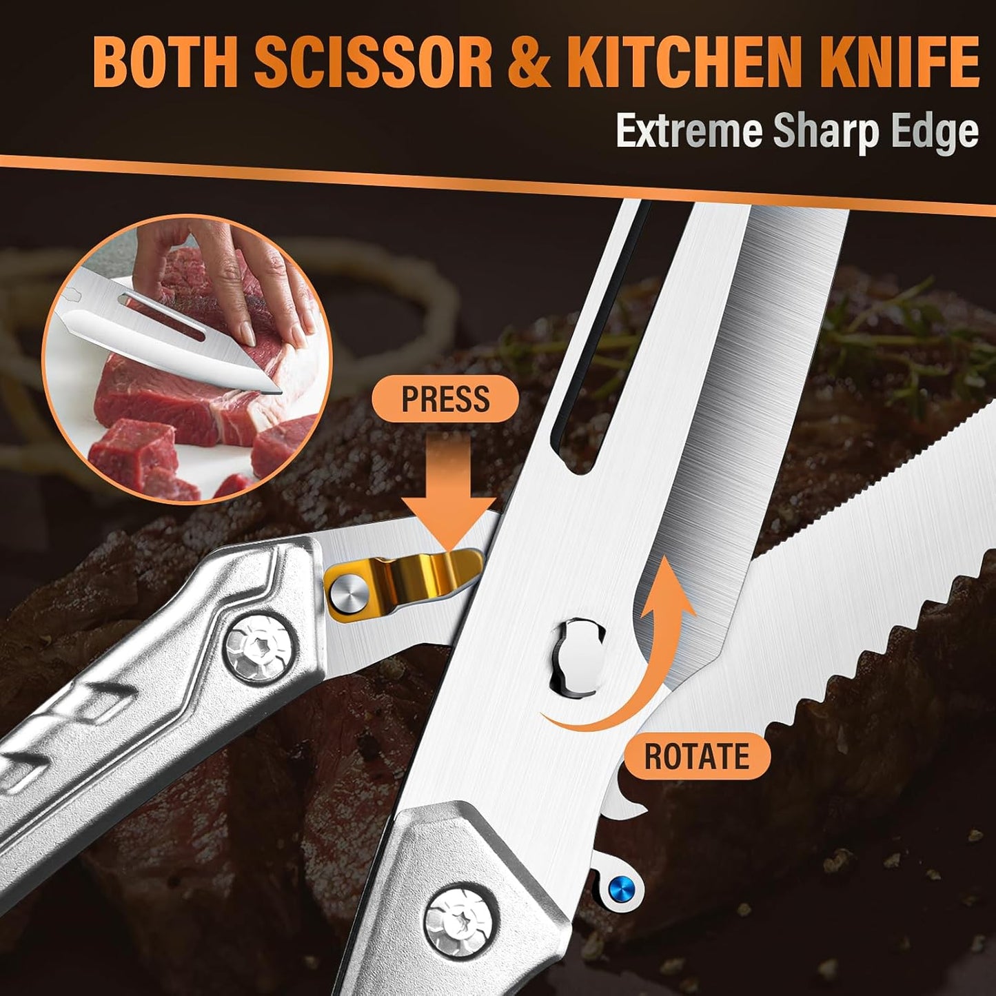 Heavy Duty Poultry Shears – Cut Through Chicken Bones & Turkey with Ease!