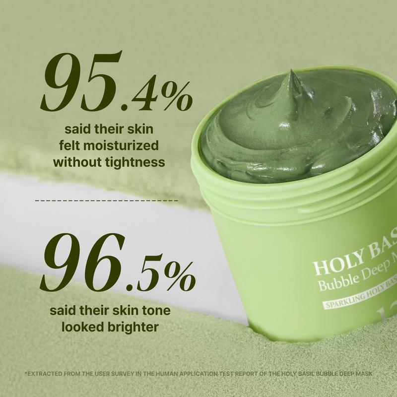 🌿 Holy Basil Bubble Deep Mask 13% | Sparkling PHA Clay Wash-Off Pack