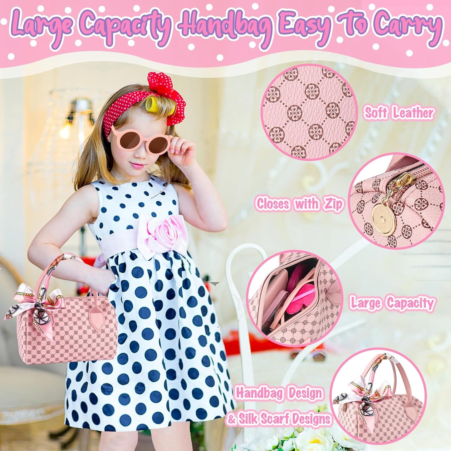 ✨ "Little Princess Dream Purse – 32PCS Pretend Play Set with Makeup, Phone & Glam Accessories!" ✨