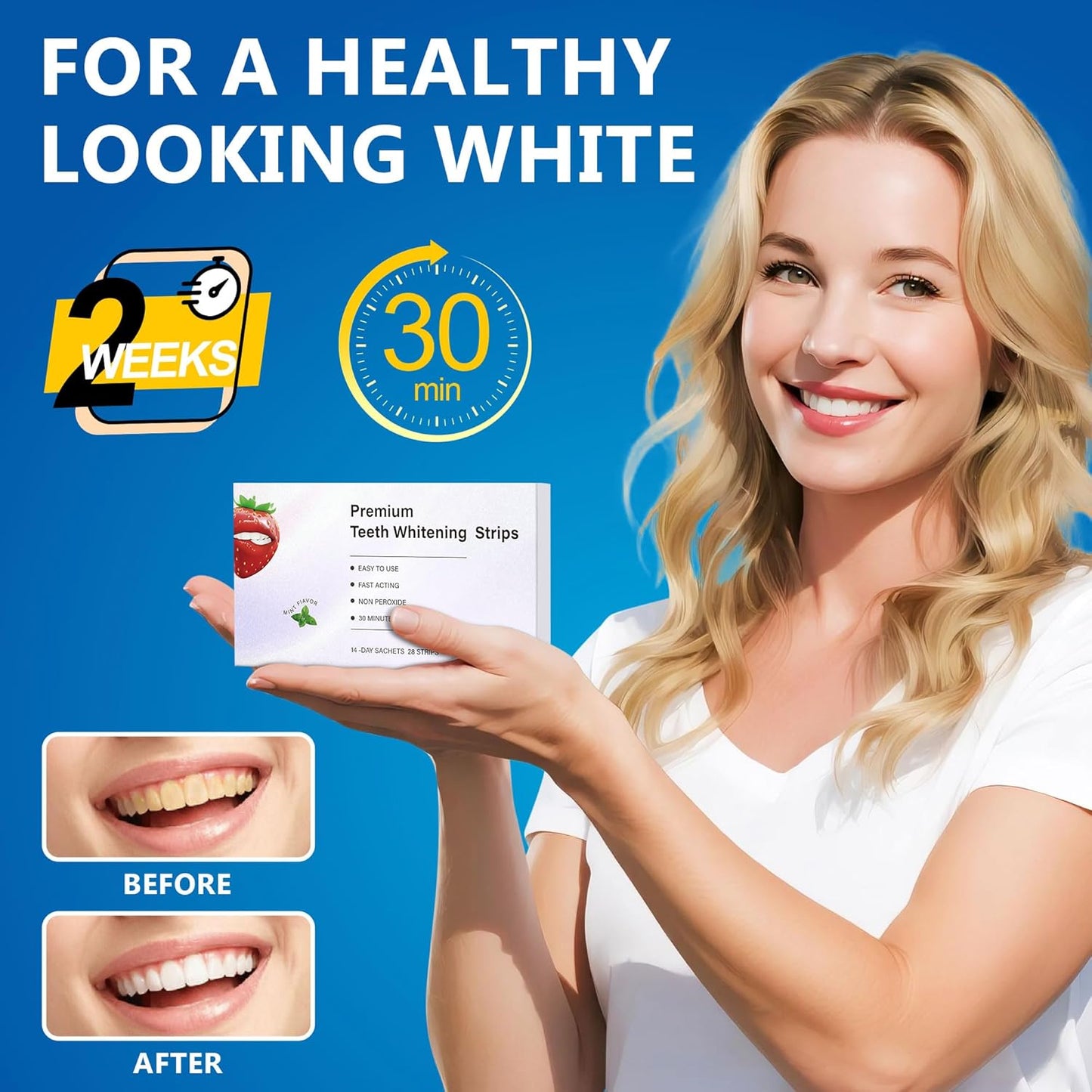 🦷 "Ditch the Sensitivity! Safe Whitening Strips That Actually Work – 28 Count"
