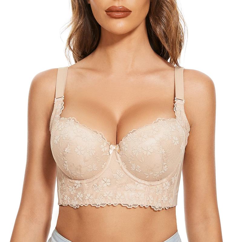 Lace Push Up Bras for Women Corset Top Bustier Padded Underwire Bras