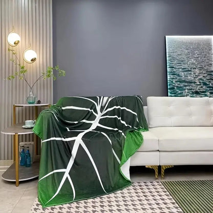 Novelty Leaf Design Flannel Blanket, 1 Count Soft Warm Durable Blanket for Home & Office, Machine Washable Blanket