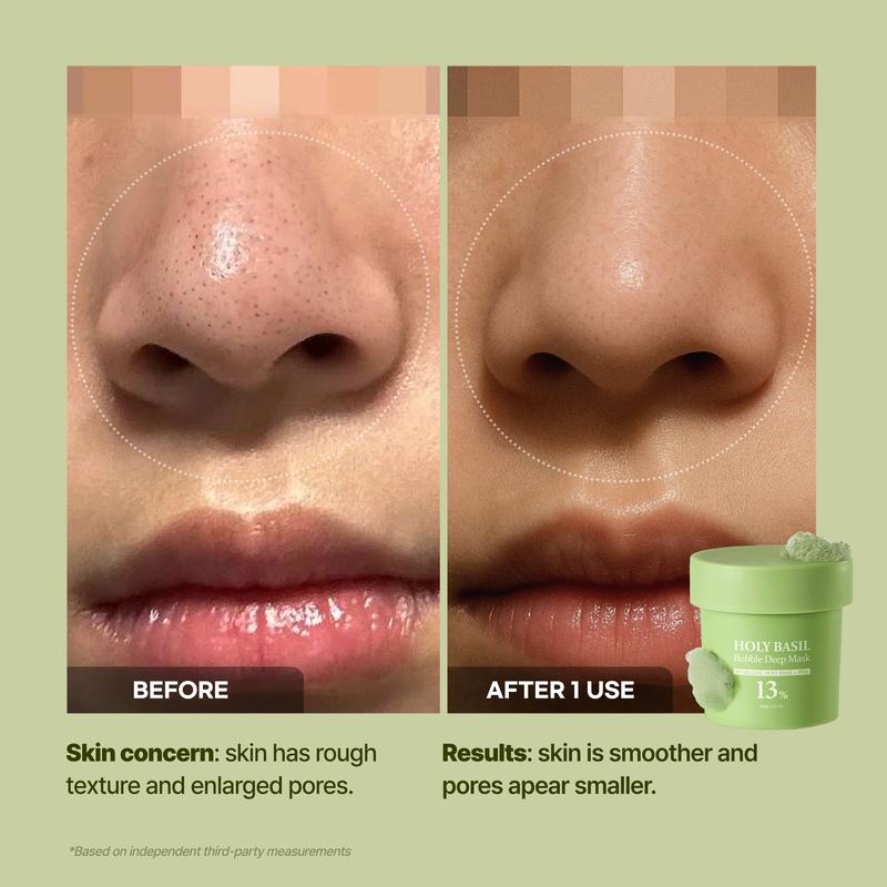 🌿 Holy Basil Bubble Deep Mask 13% | Sparkling PHA Clay Wash-Off Pack