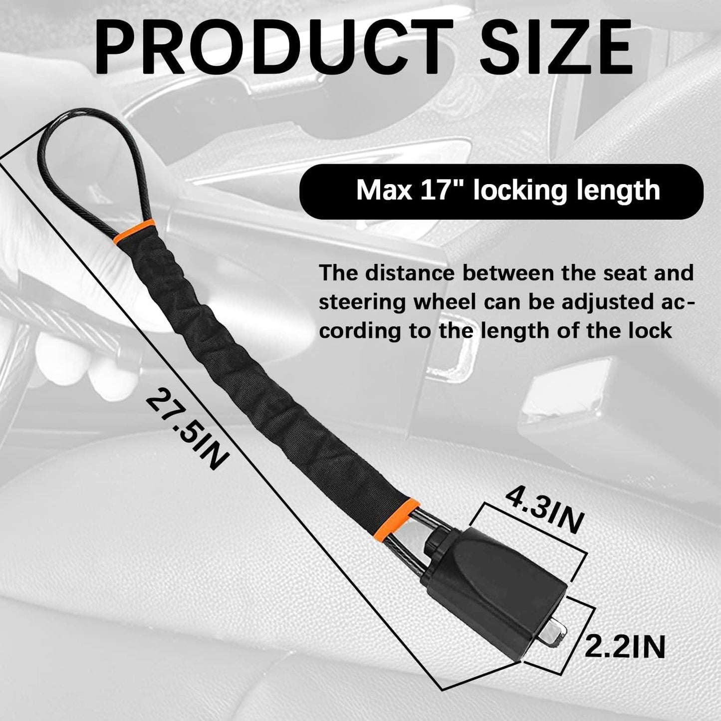 Anti-Theft Device Steering Wheel Lock Universal Steering Wheel and Seat Belt Lock