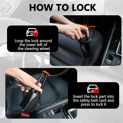 Anti-Theft Device Steering Wheel Lock Universal Steering Wheel and Seat Belt Lock