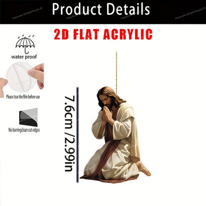 🙏✨ 2D Retro Jesus Car Hanging Decor 🚗 Faith & Peace Gift 🌿