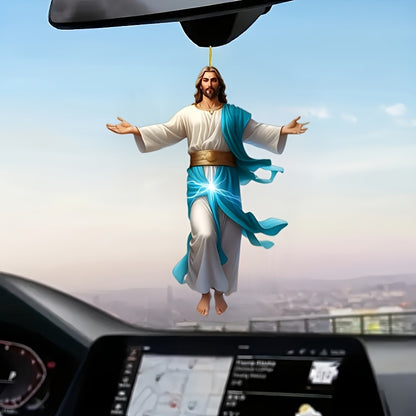 🙏✨ 2D Retro Jesus Car Hanging Decor 🚗 Faith & Peace Gift 🌿