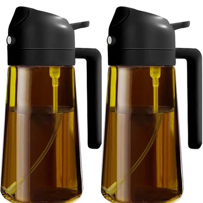 2-Pack Dark Glass Oil Sprayer – 16oz Light-Blocking Bottle for Cooking & Air Fryer