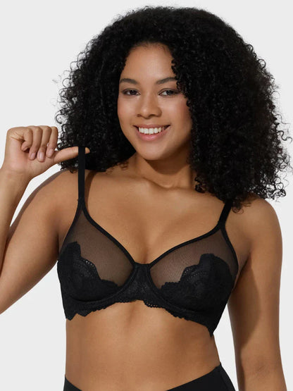 Lace Unlined Minimizer Bra - Classic black&cream