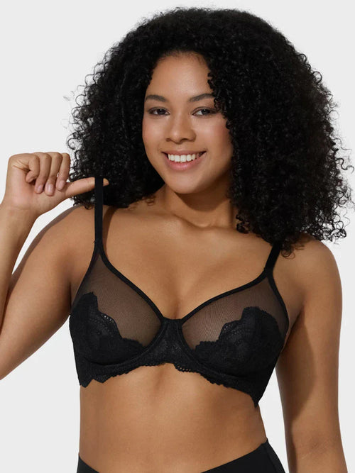 Lace Unlined Minimizer Bra - Classic black&cream