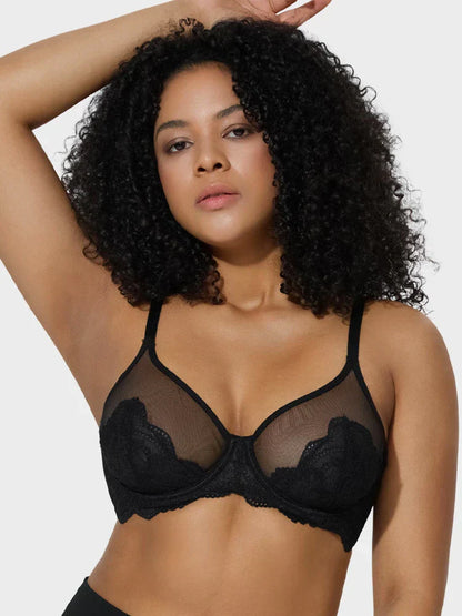 Lace Unlined Minimizer Bra - Classic black&cream