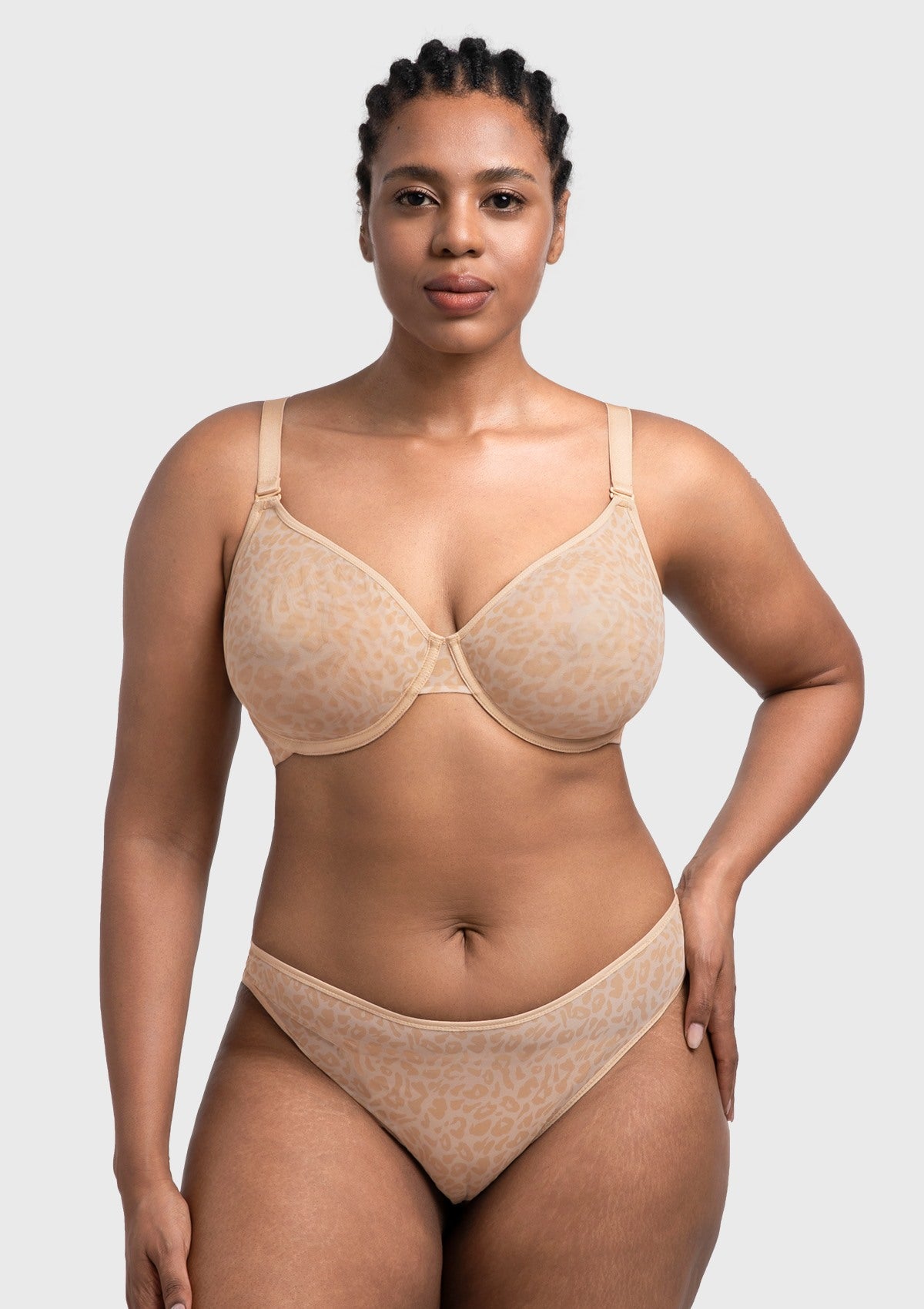 Leopard wild Unlined Plus Size Breathable Soft Mesh No Padding Underwire Bra