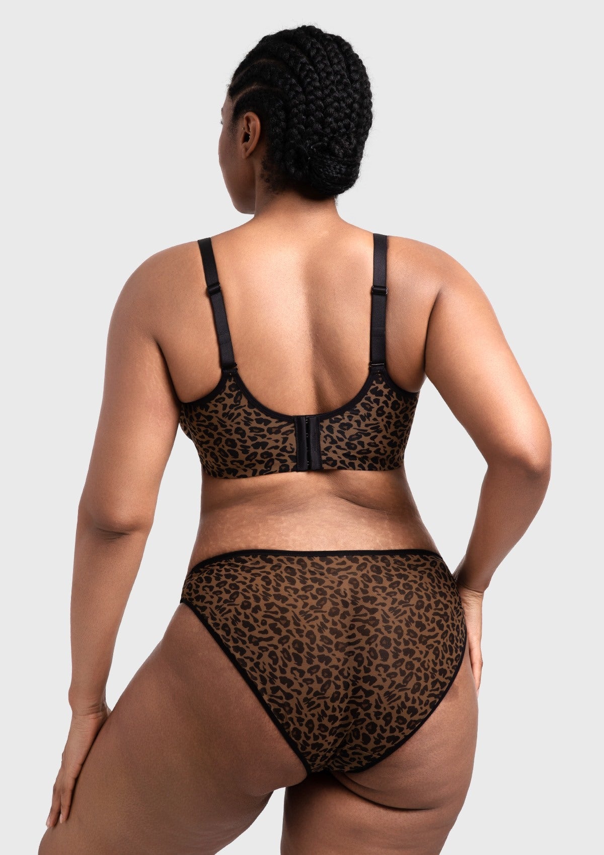 Leopard wild Unlined Plus Size Breathable Soft Mesh No Padding Underwire Bra