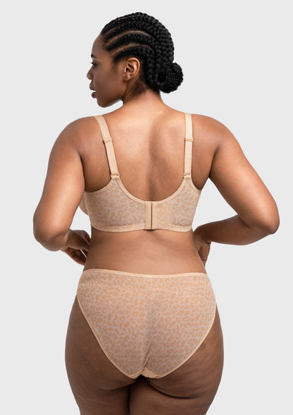 Leopard wild Unlined Plus Size Breathable Soft Mesh No Padding Underwire Bra