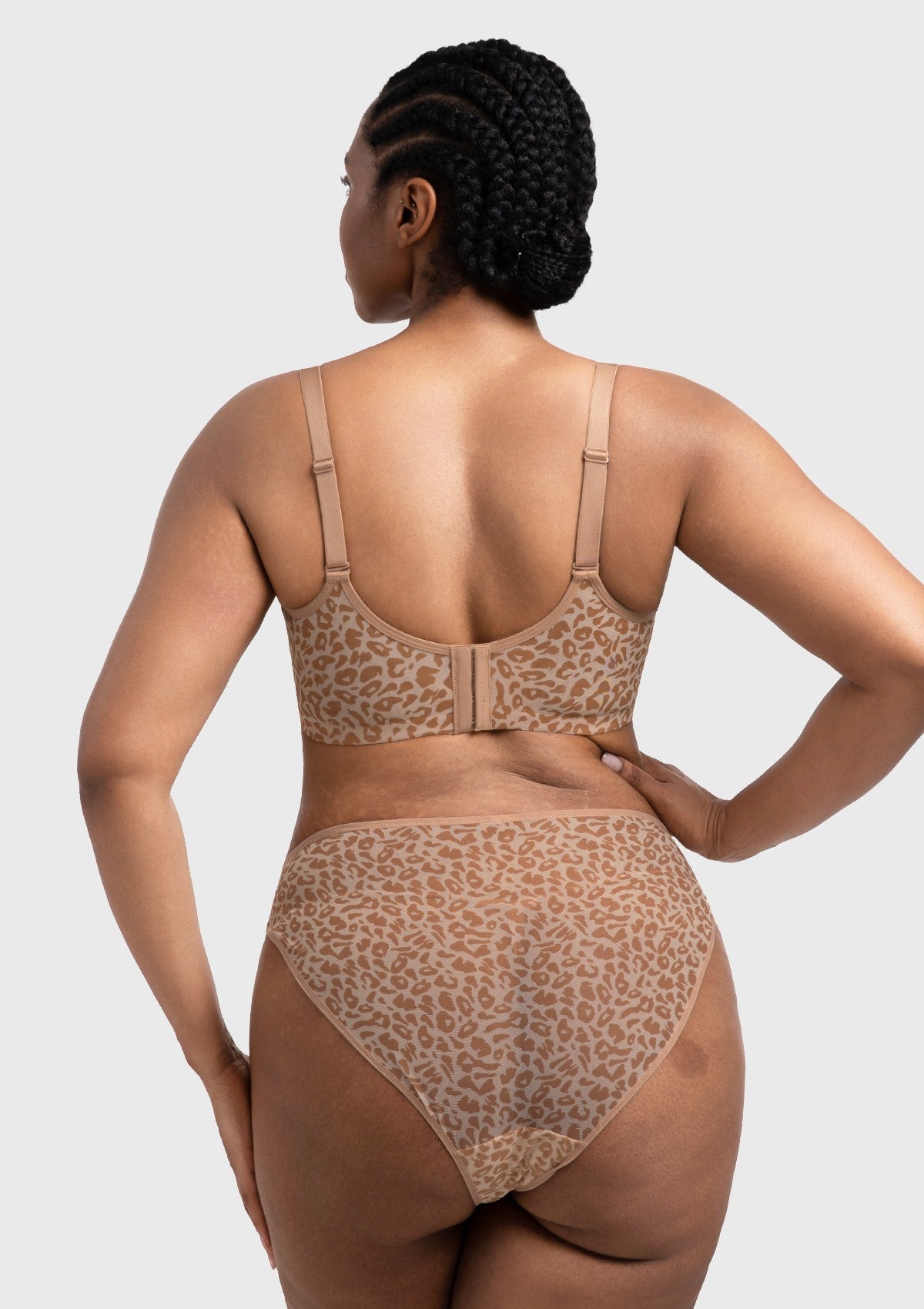 Leopard wild Unlined Plus Size Breathable Soft Mesh No Padding Underwire Bra