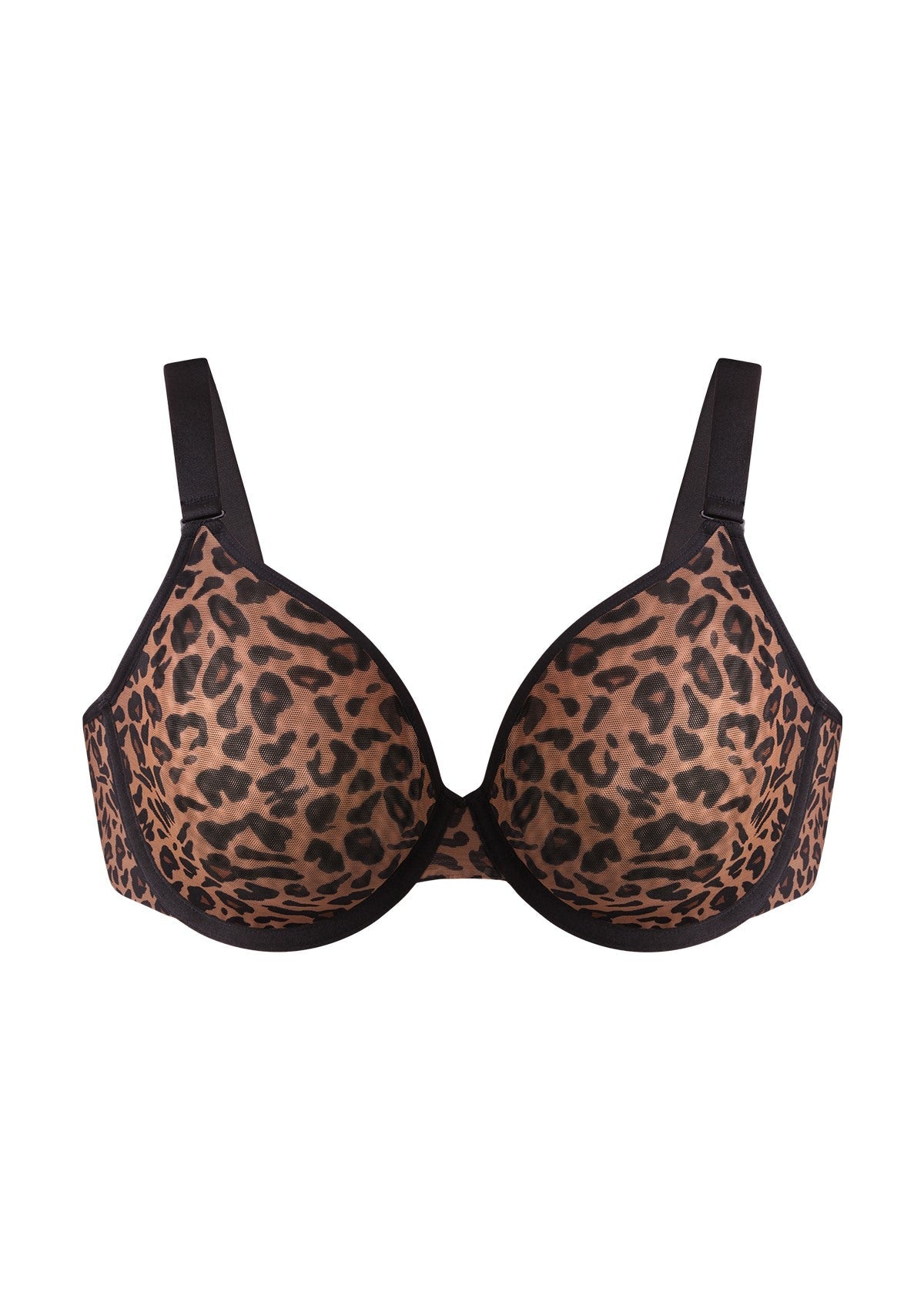 Leopard wild Unlined Plus Size Breathable Soft Mesh No Padding Underwire Bra