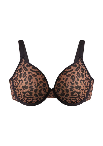 Leopard wild Unlined Plus Size Breathable Soft Mesh No Padding Underwire Bra