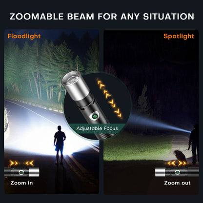 600LM Rechargeable EDC Flashlight - 7 Modes, Magnetic Base & Emergency Alarm