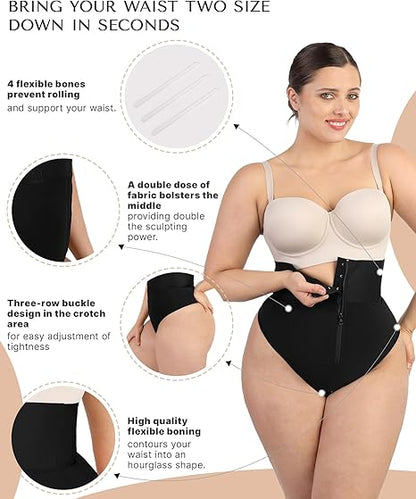 High-waisted body-shaping thong