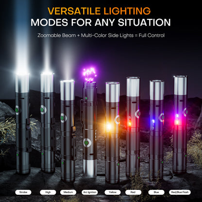 600LM Rechargeable EDC Flashlight - 7 Modes, Magnetic Base & Emergency Alarm